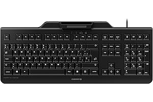 CHERRY KC 1000 SC, Teclado de Seguridad con Cable y Lector de Tarjetas Integrado, Distribución Española (QWERTY), Plug & Play (USB-A), Diseño Plano, Negro