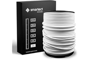 smartect Cable Electrique Textile Blanc, Fil Electrique Tissu de 2 Mètres, 3 Conducteurs (3 x 0,75mm²) Cable Tissu Lampe pour Les Projets de Bricolage