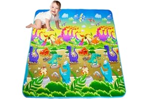 FADCAER Tappetino da Gioco per Bambini, Tappetino da Gioco Pieghevole Antiscivolo per Bambini che Gattonano con Motivi Colorati di Dinosauri per Sensoriale Degli Animali Giocattolo Regalo 180x 120 cm