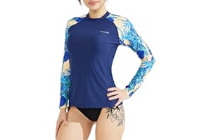 SURFEASY Rashguard Femme Manche Longue, Séchage Rapide Maillot de Bain pour Natation Surf