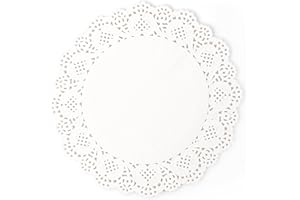 ANTETOK Lot de 100 napperons jetables en papier dentelle de 21,6 cm pour fêtes, gâteaux et travaux manuels, blanc