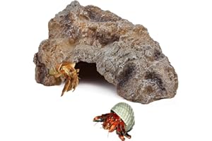 LODCZIOE Reptile Hides Large Rock High Simulation Reptile Cave Hideout Hide Stone Cave Amphibian Hides Resin Terrarium Habitat Decor Shelter for Gecko Bearded Dragon Lizard Turtle Frog Spider(Large)