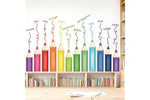 DECOWALL SG2-2417 Learning Color Crayons Wall Stickers Educational Pencil Wall Decals for Kids Girls Boys Room Bedroom Nursery Classroom Playroom