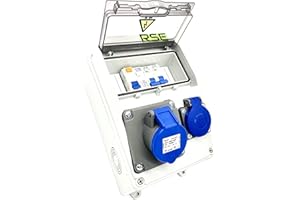 ROYAL SCHNEIDER CAMPINGVERTEILER WANDVERTEILER KOMPLETT VERDRAHTET CEE 16A 230V MIT CAMPING STECKDOESE ZÄHLER IP65, 2. 1x230v + 1x Camping + LS+FI
