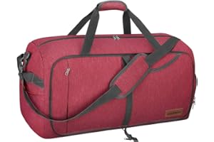 CANWAY Faltbare Reisetasche Leicht Sporttasche mit Abnehmbar Schulterriemen & Schuhfach Reisegepäck für Reisen Sport Gym Urlaub (Rot, 85L)…