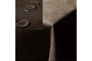 JEMIDI Mantel lavable efecto lino - Protector antimanchas repelente al agua para mesa interior exterior - Para cocina comedor salón - Borde ribeteado