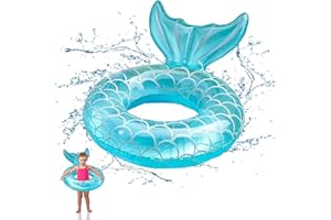 Puddry Aufblasbarer Pool Schwimmring Kinder Erwachsene, Meerjungfrau Schwimmreifen Erwachsene Luftmatratze Pool Spielzeug Kinder, Aufblasbare Pools Schwimmringe für Pool Strand Party WasserSpielzeug