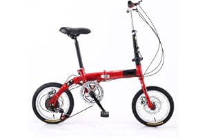 ZDXC Bicicleta Plegable de 14 Pulgadas, Bicicleta Compacta Portátil para Estudiantes de 5 Velocidades, Bicicleta Urbana Ligera para Hombres, Mujeres, Niños, 4 Colores