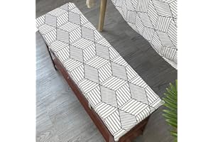 Waigg Kii 4cm Bench Cushion 2 3 Seater Indoor Outdoor,Thick Garden Bench Seat Cushion Pad 100/120cm,Long Chair Bench Cushion for Dining Patio (120x30x4cm,J)