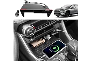 Coleya Caja de Almacenamiento para Consola Central Compatible con Toyota RAV4 2019-2024, Bandeja de Reposabrazos Central, Rav4 Organizador de Consola Central con USB Recargable