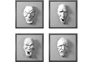 The Nisha Art Adesivi 3D Magici da Muro in Vinile Sticker Decalcomania Fai-da-Te, Set da 4, Facce Grigie