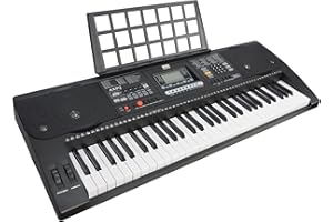 Axus AXP2 Piano Con Teclado Electrónico Sensible Al Tacto Para Principiantes De 61 Teclas Con Fuente De Alimentación Y Atril, Negro