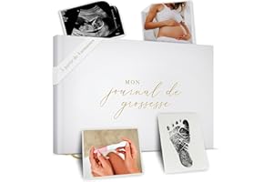 BIBI & BEAU Journal de Grossesse à Offrir - Livre Grossesse de Luxe pour Futures Mamans – Carnet de Grossesse comprend Calendrier, Scrapbook, Check-list, Organisateur et Livre de Naissance Souvenirs (Doré)