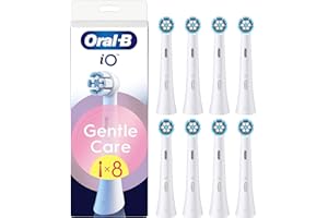 Oral-B Testine di Ricambio iO Gentle Care Bianche, 8 Testine Rotonde Originali per Gengive Sensibili, Setole angolate per rimuovere la placca, Adatte allo Spazzolino Elettrico Oral B