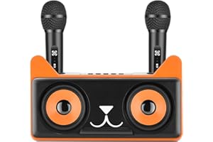 VAYOTOY Karaoke con 2 Micrófonos Inalámbricos, Recargable Altavoces pa Portátil con Microfono Karaoke para Adultos y Niños, Soporte BT AUX, USB,Tarjeta TF para TV, Cantar, Fiesta, Boda, Discurso