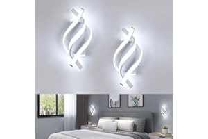 Dorlink Modern LED Wall Light Set of 2,22W 1320LM White Spiral Aluminum Modern Wall Lamp, 6500K Cool Light Indoor Wall Sconce Lights for Living Room,Bedroom,Bedside, Hallway, Stair