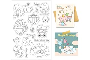 GLOBLELAND Bebé Luna Cuna Sello Transparente Sello de Silicona Sellos Transparentes de Goma para Hacer Tarjetas DIY Decoración de Álbum de Recortes