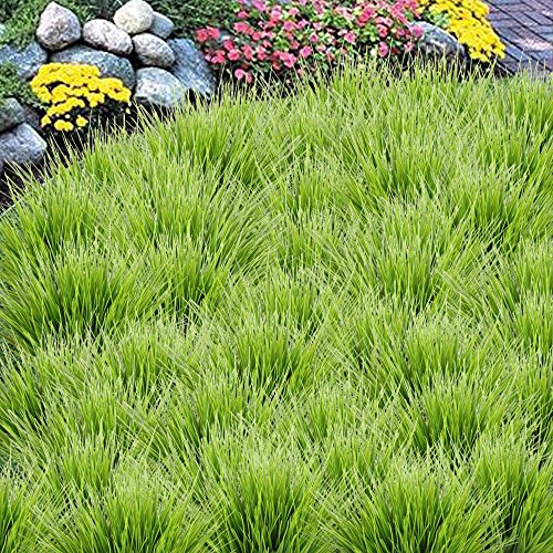 4Pcs Frühling Kunstpflanzen Grün Gras,Die Echt Busch für Draußen Garten,Wasserfest Dekogras - 6