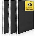 EUSOAR Blank Notebook Journal, B5 3 packs 7.3"x10.2" Black Hardcover Spiral Plain Travel Writing Notebooks, Notepad Sketchbook, Students College Office Business Subject Diary Spiral Book Journal