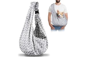 Forhandy Hundetragetasche, Tragbare Wendbarer Tragetasche Hund mit Verstellbare Schultergurt und Fronttasche Hundetasche für Kleine Hunde bis 7.5kg zum Spaziergang und Ausflüge (Gewellt Grau)
