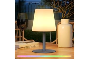 FUYO Lámpara de Mesa Inalámbrica, LED Recargable lluminación Lámparas de Mesa con 8 RGB Colores, Impermeable IP44 Lámparas de Mesa Portátil para Restaurantes Jardín Dormitorio Camping​ (Gris)