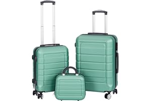 Juego o Set de 3 Maletas de Viaje - 4 ruedas dobles giratorias - Neceser - Maleta de cabina - equipaje de mano - Cerradura TSA - Ligeras - ABS - Resistentes - Asa telescópica