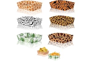MORAINJAY 24 Pcs Jungle Animal Paper Food Trays, Paper Tray Snack Boats for Kids Birthday Party, Safari Themed Party Tableware, Ideal for Chips, BBQ Picnic