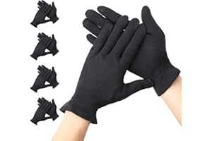 ‎SEGBEAUTY Segbeauty Baumwollhandschuhe Neurodermitis, 4 Paar Baumwollhandschuhe Schwarz, Stoffhandschuhe mit Elastischem Armband, für Trockene Hände (M)