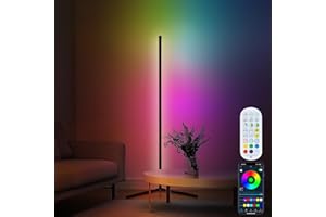 GENERIC Corner Floor Lamp Smart LED Floor Lamp 142cm 16 Million Colors Smart RGB Corner Lamp Smart App and Remote Control Ambience Light with Music Sync for Bedroom Living Room Gaming Room