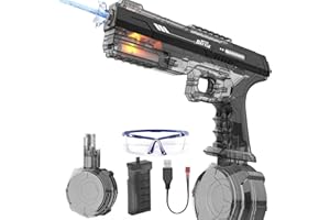 Pistola ad Acqua Elettrica Skirfy con Effetti Realistici di Luce alla Volata, per Bambini e Adulti–Potente, Impermeabile, ad Alta Capacità, Ideale per Piscina, Spiaggia e Attività all’Aperto-SF666-35