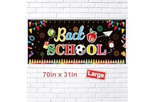 FEPITO Bienvenue à la bannière de l'école Premier Jour d'école Bannière Large Fabric Banner Bannière de l'enseignant pour Les décorations de la rentrée Scolaire Décor de la Salle de Bureau au Bureau