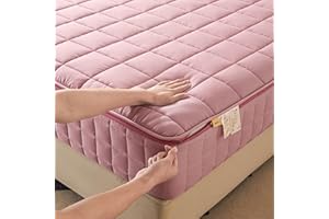 AQIGR Funda de Colchón 6 Lados 150x200 180x200 160x200 con Cremallera Microfibra Transpirable Protector de Colchón Acolchado(Pink,150x200+25cm)