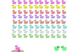 HBINGL Tiny Ducks 80pcs Mini Glow Resin Ducks, Realistic Mini Resin Statues 8 Color Tiny Resin Ducks Miniature Figures for Aquarium Landscape Micro Fairy Garden Phone Case DIY Craft