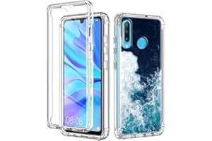 Yoedge para Huawei P30 Lite 6,15" Fundas,360 Grados Transparente y Antigolpes Protector Carcasa,PC Resistente Bumper + TPU Silicona Dibujo Animado Case para Huawei P30 Lite New Edition,Olas de mar