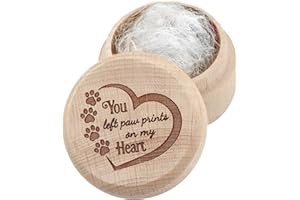 FREE-SPACE Caja Conmemorativa de Madera para Mascotas, Caja de Recuerdo Tallada, Recuerdo de Piel, Regalo para Mascotas perdidas (Box)