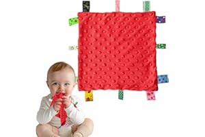 RUGBOL Taggy Blanket, Baby Taggy Comforter, Taggy Blanket, Baby Comforter, Toy Taggies for Babies, Newborn Boys (Red)