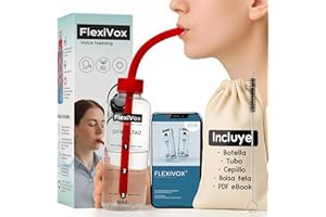ALEJANDRO FUENTES FlexiVox®, entrenamiento para la voz | Kit utilizado en logopedia y terapia de la voz con talco aséptico + Botella graduada + Cepillo + Bolsa + eBook digital + Tapón regulador (Rojo vivo)