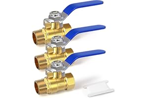 GASHER 3PCS 1/2 Inch Brass Mini Ball Valve Shut Off Switch, 1/2 Inch Male x Female BSP Thread Pipe Fitting