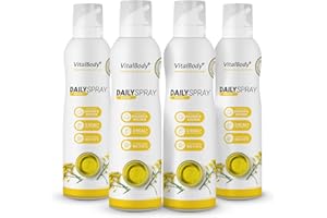 ‎VITALBODY+ SUPPLEMENTS VitalBodyPLUS DailySpray, 4er Pack, 2 kcal pro Sprühstoß, Pfannenspray zum Braten, Grillen & Backen, ideal zum Abnehmen, Non-Stick Cooking Spray mit Rapsöl, zertifiziert & laborgeprüft