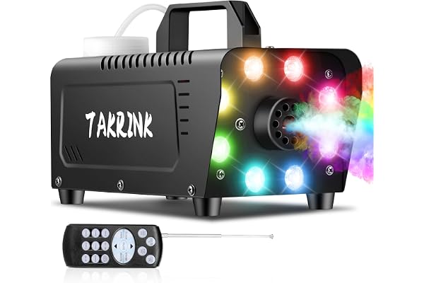 TAKRINK Machine à Fumée 900W Télécommande Machine à Brouillard Professionnel avec 8 LED et Réservoir 0,3 Litres pour Halloween Mariages Étapes Fêtes DJ et Spectacles