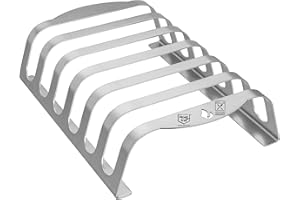 mocisa Rib-Rack Size XL (6er)| Rippchenhalter mit Griffen |Das Profi-Tool zum Rippchen-Grillen |Edelstahl | lebensmittelecht |hergestellt in Bayern |für 6 saftige und leckere Spare-Ribs |