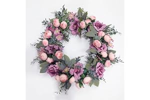 HAOSHICS Ghirlanda artificiale da appendere, ghirlanda di fiori artificiali, ghirlanda di porte anteriori, per porte, matrimoni, feste, casa, pareti, decorazioni per finestre