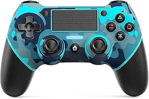 Fanlacy Wireless Controller für PS4 Kabelloses Gamepad Kompatibel mit Playstation 4/Pro/Slim/PC mit Doppel Vibrations/6-Achsen Gyro Sensor/Touchpanel/Audiofunktion/Mini-LED-Anzeige Blau