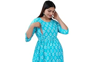 Jikonet Women's Maternity Dress Feeding Kurti with Zippers, Side Pocket
