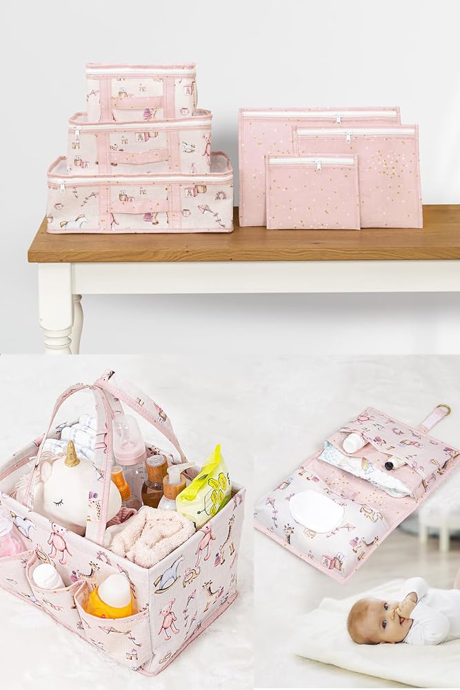 Pazar Kapısı Baby Yeni Doğan Seti - Bavul Organizer, Bakım ve Alt Bakım Çantası (Pembe)