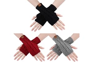 ECOMBOS Fingerlose Handschuhe Damen - Winter Armstulpen Handschuhe Damen Pulswärmer Strick Kurzer Gestrickte Halb Fingerlose Fäustlinge