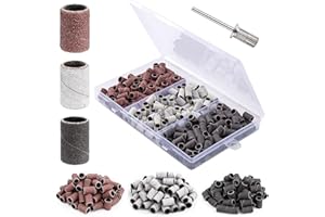YUZHEDM 210 Pièces Dremel Accessoires Embout Ponceuse Poncage Bois Polissage Embout Ponceuse Ongles Depose Polissage Abrasif Grain 80/120/180 pour Outils Rotatifs pour Polir Bijoux Bois