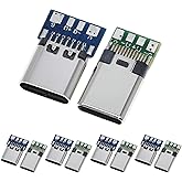PENGLIN USB 3.1 Type C Male Female Breakout Board, USB C Male Socket Solderable Module, USB C Male Female DIY Board Pack of 1