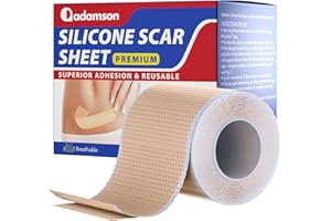 ADAMSON Hojas de Silicona de Primera Calidad Para Cicatrices - Silicone Scar Tape - Queloides, Cicatrices de Cesárea, Quemaduras y Más - Parches Cicatrizantes Profesional y Reutilizable(Rollo de 4cm x 1.5m)