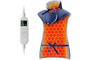 Ultralent Termoforo Elettrico per Schiena Collo e Spalle,60x108cm Termoforo Cervicale 6 Livelli di Calore, Spegnimento Automatico, Morbido Cotone Cristallino, Lavabile in Macchina-Blu Navy